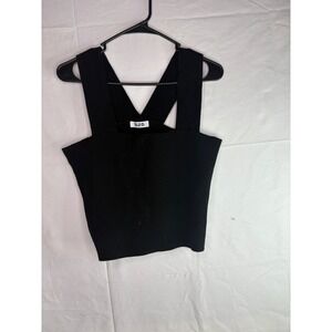 525 Black Knit Square Neck Cropped Tank Top Women's Size M